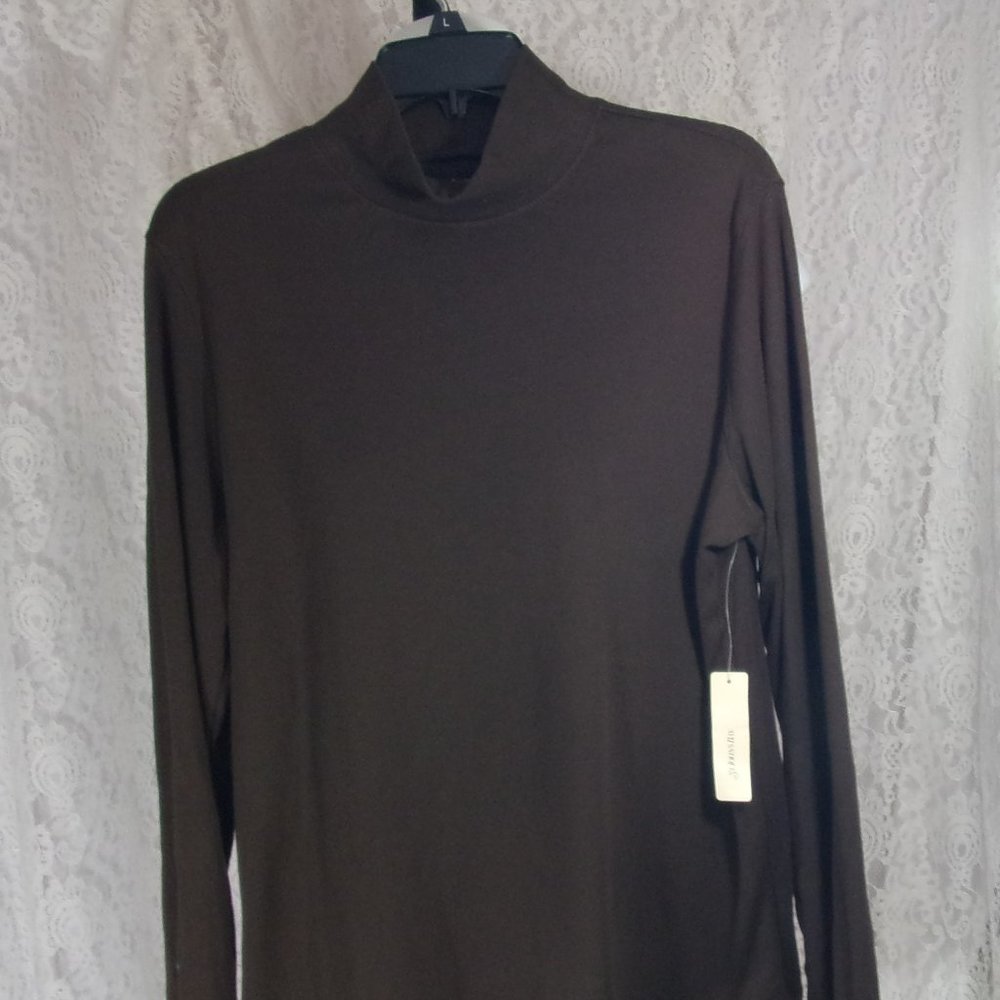 St. John's Rich Brown Mock Neck Turtleneck Top NWT